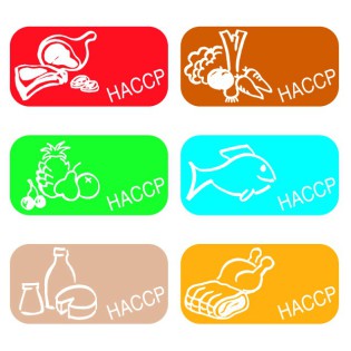 Planche de 30 étiquettes couleur HACCP
