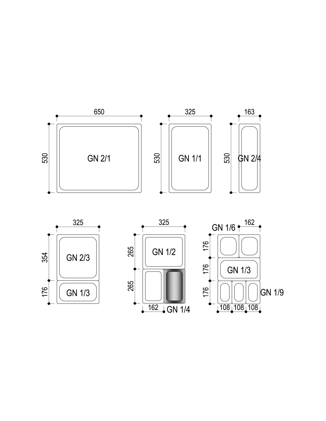 Bac gastro inox GN 1/4