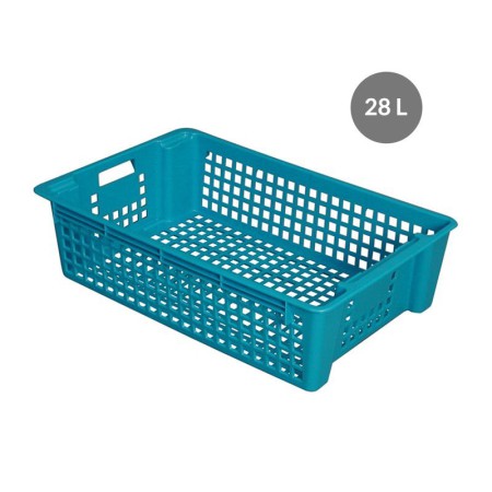 28-liter stacking and nesting openwork crate