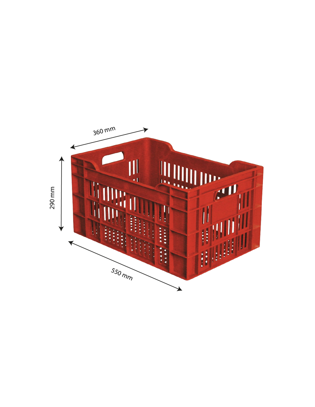 Caisse ajourée empilable 550 x 360 GILAC - 45 L - brique