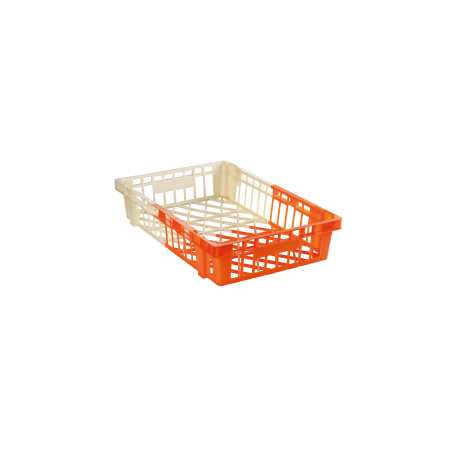 Caisse légère empilable emboîtable 600 x 400 x 120 mm bicolore 20 L - ivoire/orange