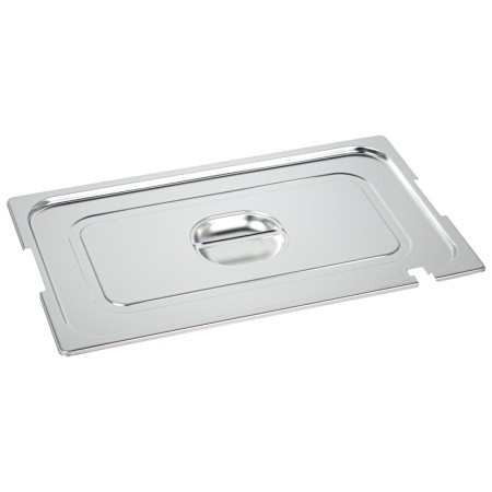 Couvercle inox avec poignée et encoche pour anses et louche GN 1/1