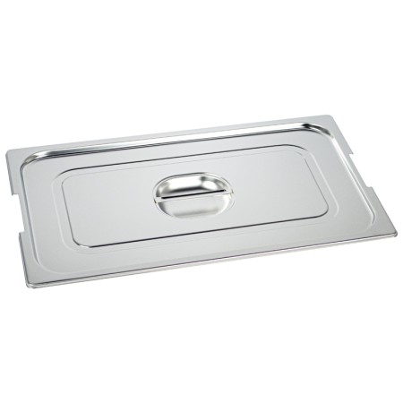 Stainless steel lid with handle and notch for...