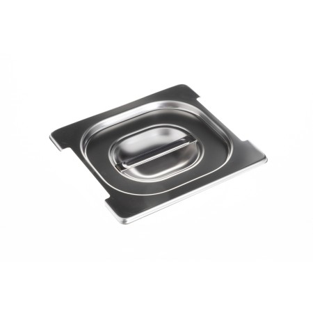 Stainless steel lid with handle and notch for...