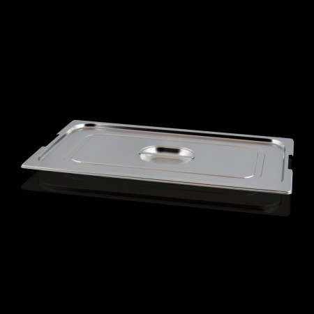 Stainless steel lid with handle and notch for...