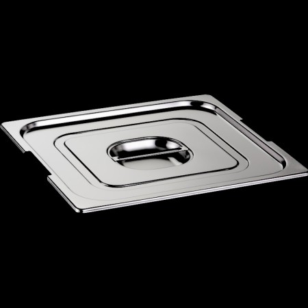 Stainless steel lid with handle and notch for...