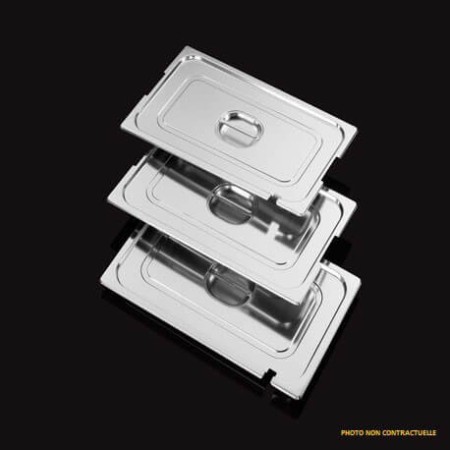 Stainless steel lid with handle and notch for GN2/4 handles